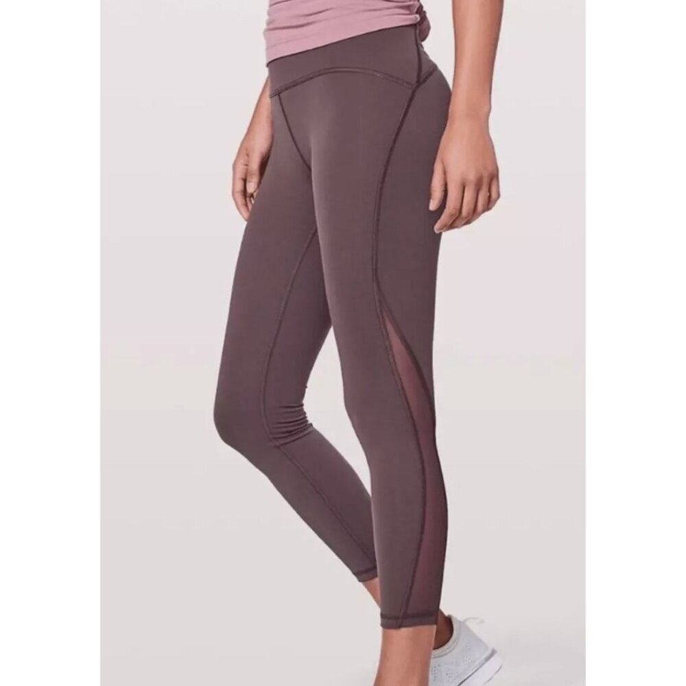 Lululemon Train Times Size 2 Purple Pant Leggings Mesh Side Panel